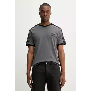 adidas Originals tricou din bumbac 3-Stripes culoarea gri, cu imprimeu, JY1373 imagine