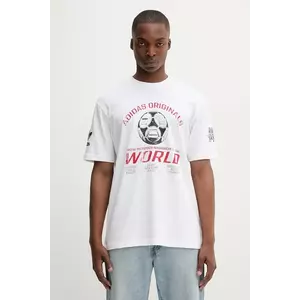 adidas Originals tricou din bumbac 90S Ftbl Tee culoarea alb, cu imprimeu, JX3065 imagine