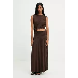 Answear.LAB rochie culoarea maro, maxi, evazati imagine