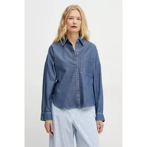 Weekend Max Mara cămașă femei, culoarea bleumarin, cu guler clasic, relaxed, 2515111152600 imagine