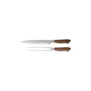 Dorre cuțit și furculiță pentru tăierea cărnii Akira 37 cm culoare maro imagine