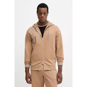 BOSS bluză culoarea bej, cu glugă, uni, 50543427 imagine