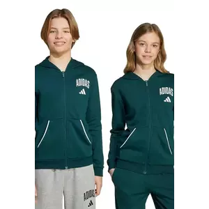 adidas bluză copii culoarea verde, cu glugă, cu imprimeu, JW2389 imagine
