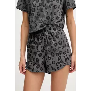 adidas Performance pantaloni scurți de antrenament culoarea gri, cu imprimeu, high waist, JN2641 imagine