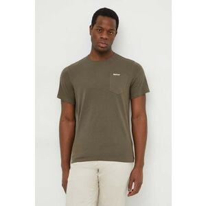 Barbour tricou din bumbac culoarea verde, neted imagine