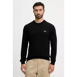 Lacoste pulover de bumbac culoarea negru, light imagine
