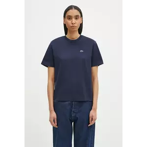 Lacoste tricou din bumbac femei, culoarea albastru marin, TF7215 imagine