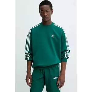 adidas Originals bluză Oversize Crew culoarea verde, cu imprimeu, KA0467 imagine