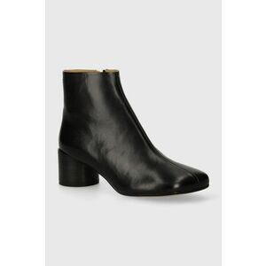 MM6 Maison Margiela cizme de piele Ankle Boots femei, culoarea negru, cu toc drept, S59WU0234 imagine