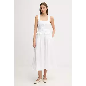 Pedro del Hierro rochie din bumbac culoarea alb, midi, evazați, 3819832 imagine