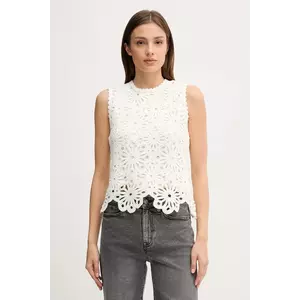 Pedro del Hierro bluză din bumbac culoarea bej, uni, 7659078 imagine