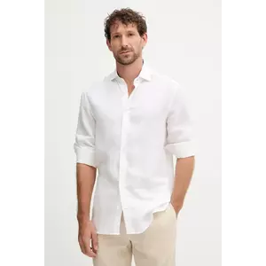 Hackett London cămașă de in culoarea alb, cu guler italian, regular, HM3010346 imagine