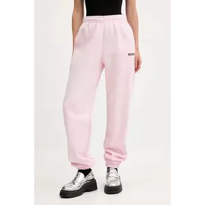 Rotate pantaloni de trening din bumbac culoarea roz, uni, 114378191 imagine