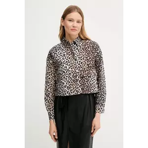 OUI cămașă din bumbac culoarea negru, cu guler clasic, relaxed, 93894 imagine