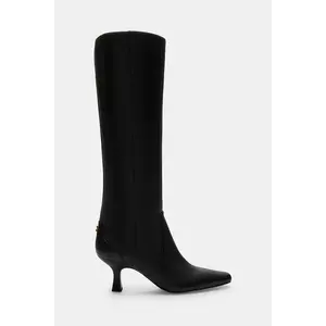 Coach ghete de piele Sculpted C Kitten Heel Leather Boot culoarea negru, cu toc cui, CBP30 imagine
