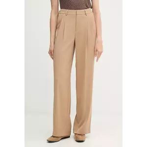 OUI pantaloni culoarea bej, lat, high waist, 93766 imagine