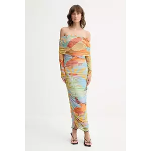 Never Fully Dressed rochie culoarea verde, midi, mulată, NFDDR1814 imagine