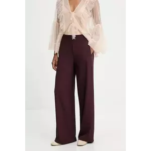 Answear.LAB pantaloni culoarea bordo, lat, high waist imagine