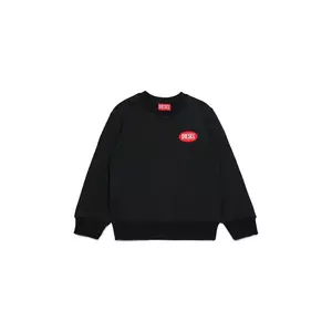 Diesel hanorac de bumbac pentru copii SPATCH OVER SWEAT-SHIRT culoarea negru, cu imprimeu, J02482 imagine