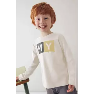 Mayoral longsleeve din bumbac culoarea bej, cu imprimeu, 173 imagine