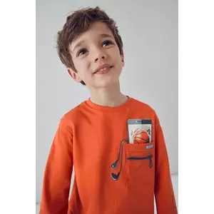 Mayoral longsleeve din bumbac culoarea portocaliu, cu imprimeu, 4078 imagine
