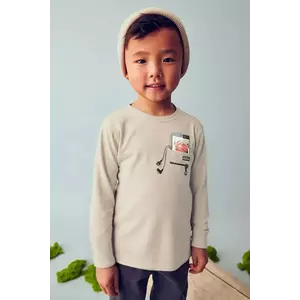 Mayoral longsleeve din bumbac culoarea bej, cu imprimeu, 4078 imagine