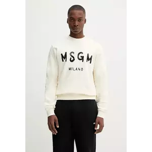 MSGM hanorac de bumbac culoarea bej, cu imprimeu, 2000MM513.300001 imagine