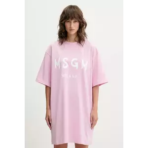 MSGM rochie din bumbac culoarea roz, mini, oversize, 3941MDA510.257798 imagine