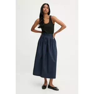 Answear.LAB fusta din bumbac culoarea albastru marin, midi, evazati imagine