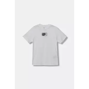 Vans tricou de bumbac pentru copii BY BLOCKED BOX SS TEE culoarea alb, uni, VN000RBCWHT1 imagine