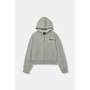 Vans bluză copii Van-Archy Label Zip culoarea gri, cu glugă, cu imprimeu, VN000PPJ02F1 imagine