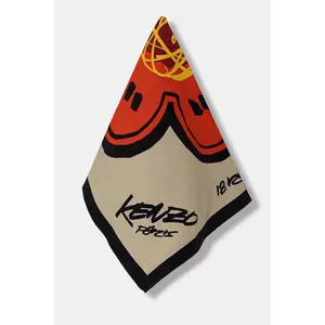 Kenzo eșarfă din bumbac culoarea bej, cu imprimeu, FF68EU230PEH imagine