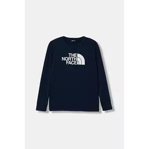 The North Face longsleeve copii TEEN EASY LS TEE culoarea bleumarin, cu imprimeu, NF0A89J28K21 imagine