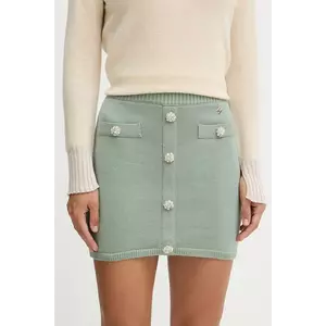 Silvian Heach fustă din amestec de cașmir LEFTERIS culoarea verde, mini, creion, GPA25263MG imagine