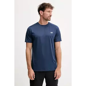 New Balance tricou de antrenament culoarea bleumarin, uni, MT41222NNY imagine