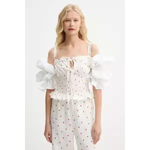 The Sleeper bluză din in culoarea bej, cu imprimeu, ALTP01C093N imagine