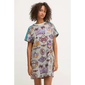 adidas rochie x Farm Rio culoarea gri, mini, oversize, JL7003 imagine