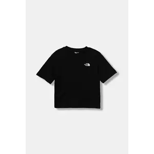 The North Face tricou de bumbac pentru copii TEEN ESSENTIAL OVERSIZE SS TEE culoarea negru, cu imprimeu, NF0A8EFPJK31 imagine