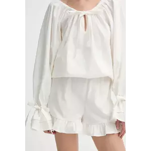 The Sleeper pantaloni scurți din in culoarea bej, uni, high waist, CHSH01P009N imagine