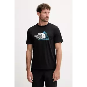 The North Face tricou sport Mountain Foundation culoarea negru, cu imprimeu, NF0A8E19JK31 imagine