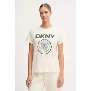 Dkny tricou din bumbac culoarea bej, DP5T1366 imagine
