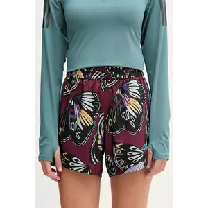 adidas Performance pantaloni scurți de antrenament x Farm Rio culoarea bordo, cu imprimeu, high waist, JL7005 imagine