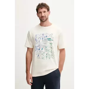 New Balance tricou din bumbac culoarea bej, cu imprimeu, MT53916PEF imagine