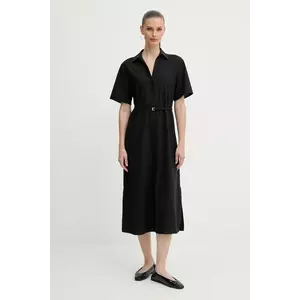 BOSS rochie din lână culoarea negru, midi, drept, 50546632 imagine