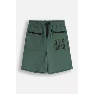 Coccodrillo pantaloni scurți din bumbac pentru copii culoarea verde, talie reglabila, WILD SAFARI BOY JUNIOR imagine