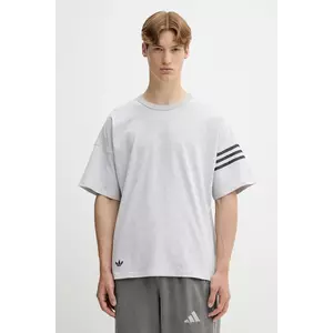adidas Originals tricou din bumbac Neuclassics culoarea gri, melanj, HZ3699 imagine