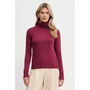 Silvian Heach pulover din amestec de lână DIOUF culoarea bordo, light, cu guler, GPA25232LU imagine