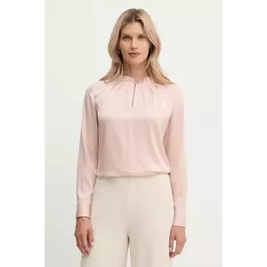 BOSS bluză de mătase culoarea violet, uni, 50548224 imagine