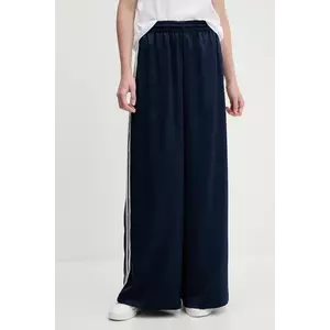 adidas Originals pantaloni de trening Adicolor Satin Wide Leg culoarea bleumarin, cu imprimeu, JD0881 imagine