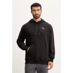 Puma hanorac de bumbac culoarea negru, cu glugă, neted, 629648 imagine